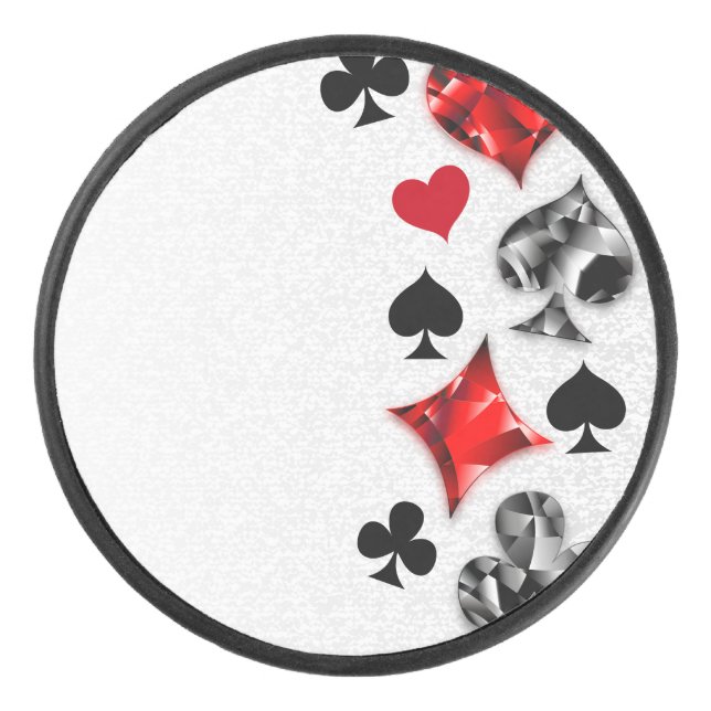 Poker Player Gambler Playing Card Suits Las Vegas Hockey Puck (Front)