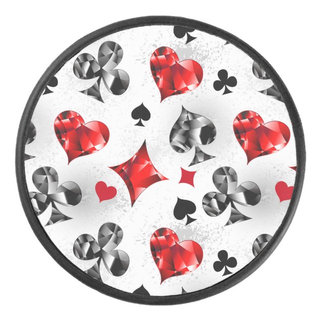 Poker Player Gambler Playing Card Suits Las Vegas Hockey Puck (Front)