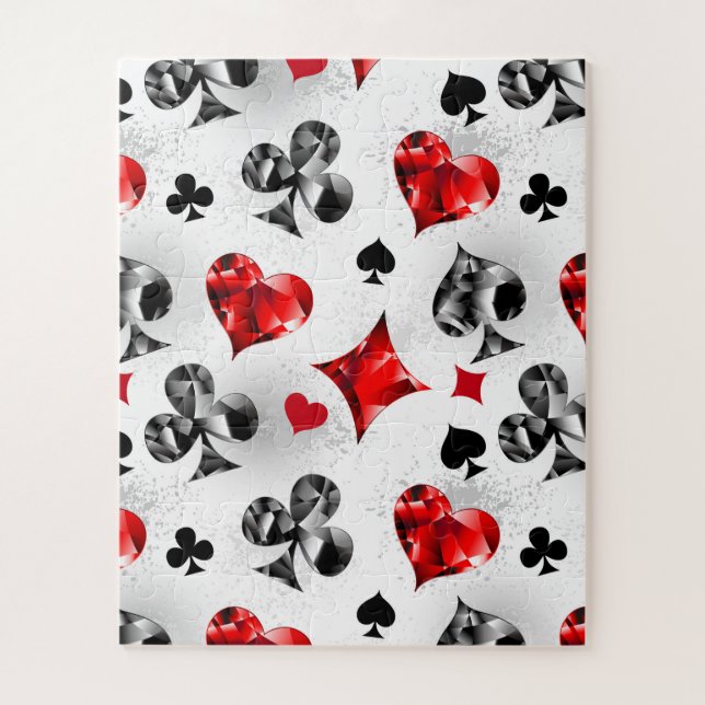 Poker Player Gambler Playing Card Suits Las Vegas Jigsaw Puzzle (Vertical)
