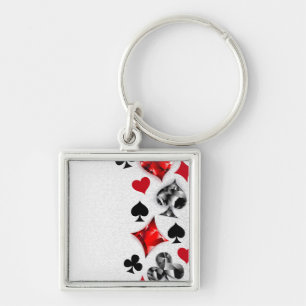 Poker Player Gambler Playing Card Suits Las Vegas Key Ring