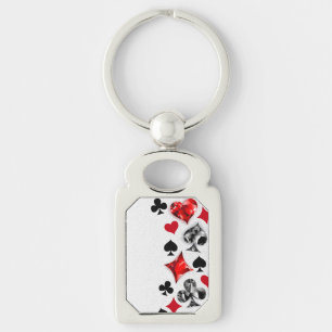 Poker Player Gambler Playing Card Suits Las Vegas Key Ring