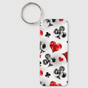 Poker Player Gambler Playing Card Suits Las Vegas Key Ring