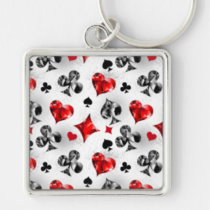 Poker Player Gambler Playing Card Suits Las Vegas Key Ring