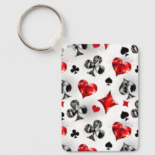 Poker Player Gambler Playing Card Suits Las Vegas Key Ring