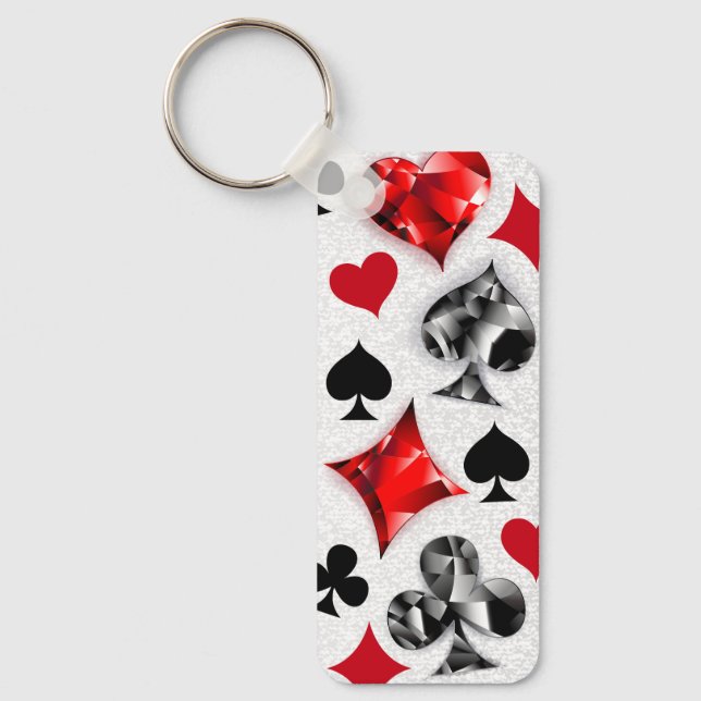 Poker Player Gambler Playing Card Suits Las Vegas Key Ring (Front)