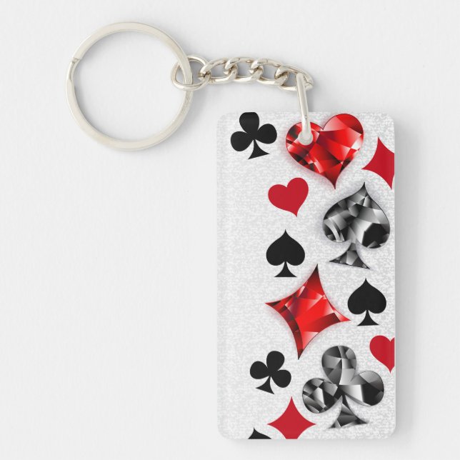 Poker Player Gambler Playing Card Suits Las Vegas Key Ring (Front)