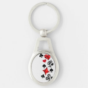 Poker Player Gambler Playing Card Suits Las Vegas Key Ring