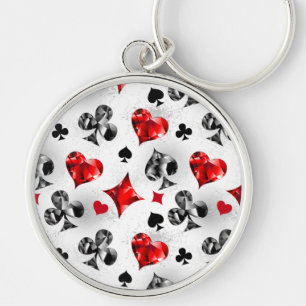 Poker Player Gambler Playing Card Suits Las Vegas Key Ring