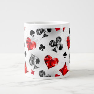 Poker Player Gambler Playing Card Suits Las Vegas Large Coffee Mug