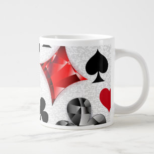 Poker Player Gambler Playing Card Suits Las Vegas Large Coffee Mug