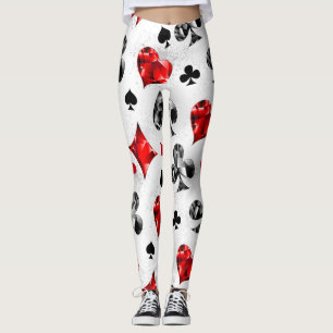 Poker Player Gambler Playing Card Suits Las Vegas Leggings