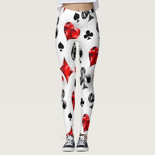 Poker Player Gambler Playing Card Suits Las Vegas Leggings (Front)