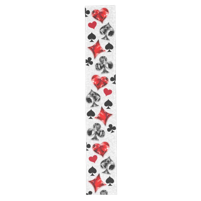 Poker Player Gambler Playing Card Suits Las Vegas Long Table Runner (Front)