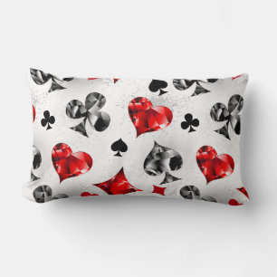 Poker Player Gambler Playing Card Suits Las Vegas Lumbar Cushion