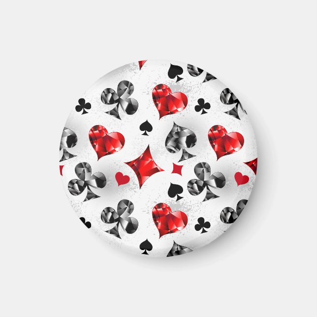 Poker Player Gambler Playing Card Suits Las Vegas Magnet (Front)