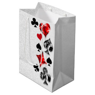 Poker Player Gambler Playing Card Suits Las Vegas Medium Gift Bag