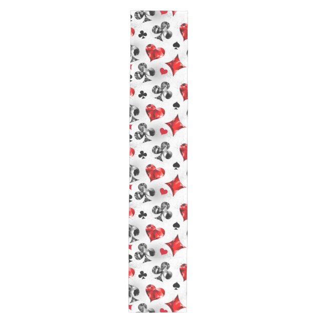 Poker Player Gambler Playing Card Suits Las Vegas Medium Table Runner (Front)