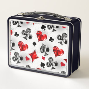 Poker Player Gambler Playing Card Suits Las Vegas Metal Lunch Box
