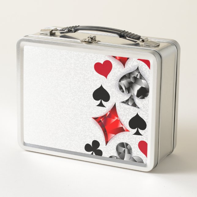 Poker Player Gambler Playing Card Suits Las Vegas Metal Lunch Box (Front)