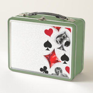 Poker Player Gambler Playing Card Suits Las Vegas Metal Lunch Box