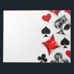 Poker Player Gambler Playing Card Suits Las Vegas Notepad<br><div class="desc">Grey,  textured background with polygonal playing cards symbols. Symbols of playing cards,  heart,  diamond,  spade and club.</div>