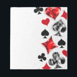 Poker Player Gambler Playing Card Suits Las Vegas Notepad<br><div class="desc">Grey,  textured background with polygonal playing cards symbols. Symbols of playing cards,  heart,  diamond,  spade and club.</div>