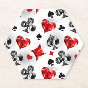 Poker Player Gambler Playing Card Suits Las Vegas Paper Coaster