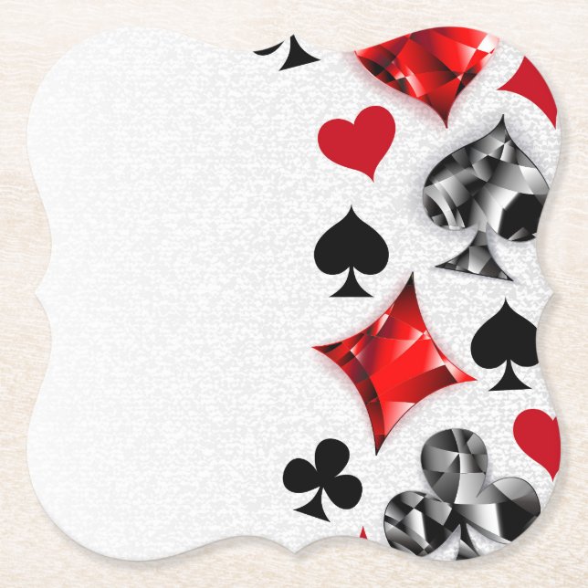 Poker Player Gambler Playing Card Suits Las Vegas Paper Coaster (Front)