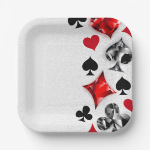 Poker Player Gambler Playing Card Suits Las Vegas Paper Plate