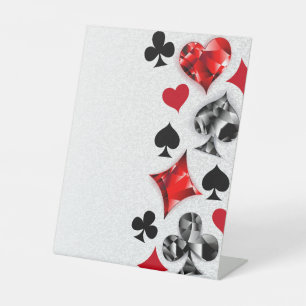 Poker Player Gambler Playing Card Suits Las Vegas Pedestal Sign