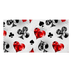 Poker Player Gambler Playing Card Suits Las Vegas Poster