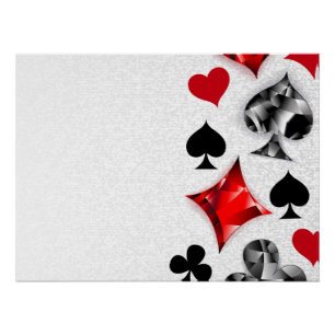 Poker Player Gambler Playing Card Suits Las Vegas Poster