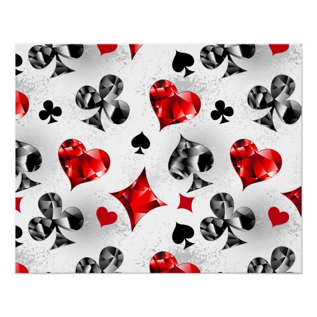 Poker Player Gambler Playing Card Suits Las Vegas Poster (Front)