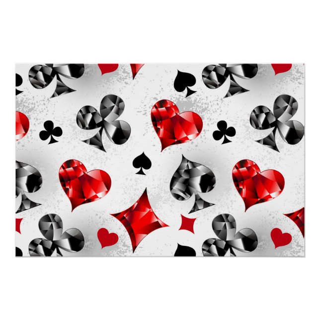 Poker Player Gambler Playing Card Suits Las Vegas Poster (Front)