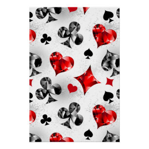Poker Player Gambler Playing Card Suits Las Vegas Poster