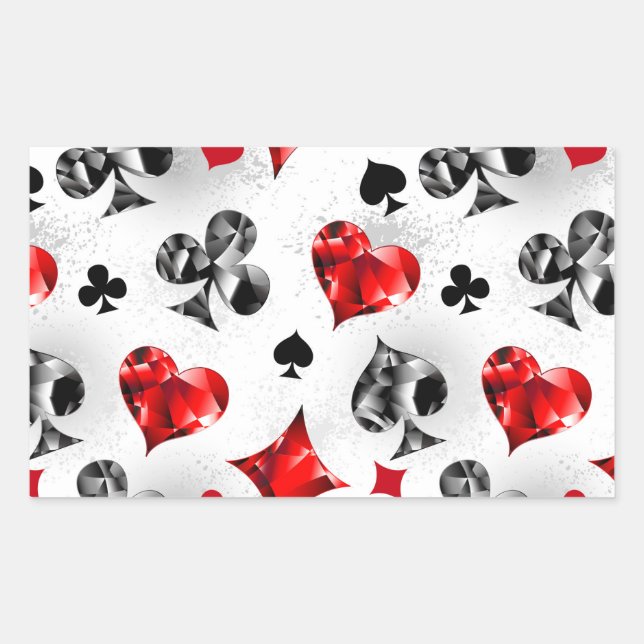 Poker Player Gambler Playing Card Suits Las Vegas Rectangular Sticker (Front)