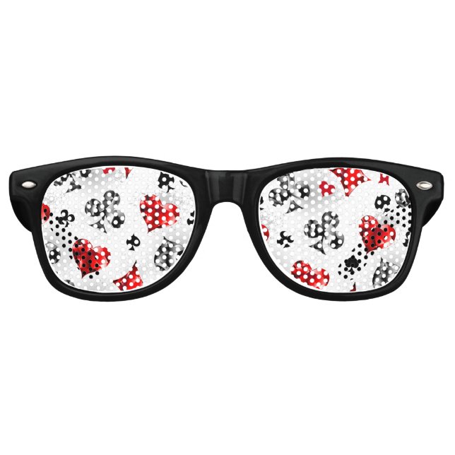 Poker Player Gambler Playing Card Suits Las Vegas Retro Sunglasses (Front)