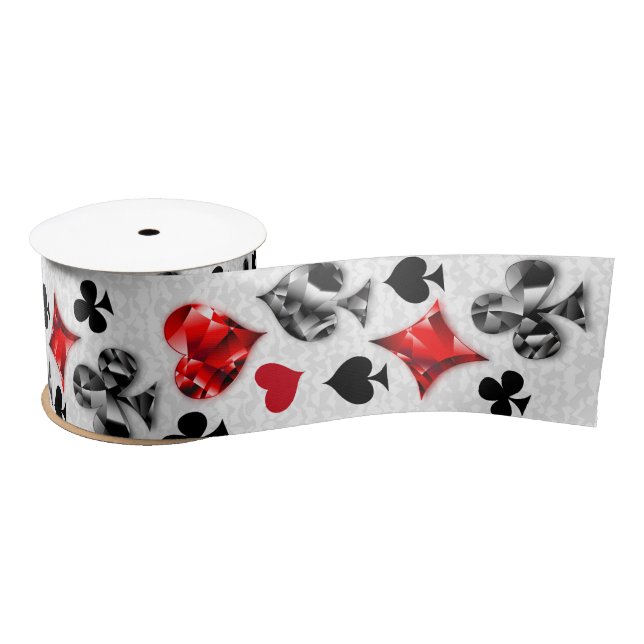 Poker Player Gambler Playing Card Suits Las Vegas Satin Ribbon (Spool)