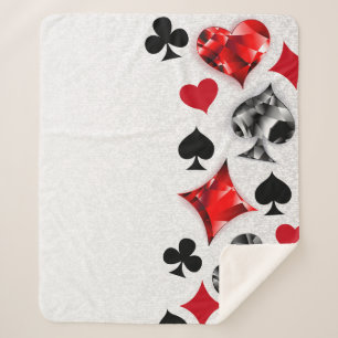 Poker Player Gambler Playing Card Suits Las Vegas Sherpa Blanket