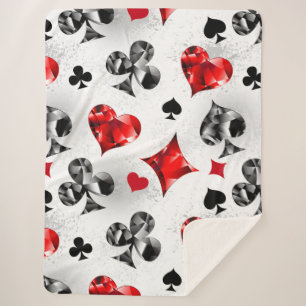 Poker Player Gambler Playing Card Suits Las Vegas Sherpa Blanket