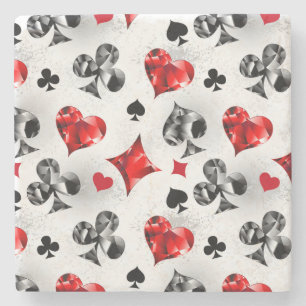 Poker Player Gambler Playing Card Suits Las Vegas Stone Coaster