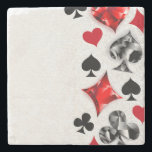 Poker Player Gambler Playing Card Suits Las Vegas Stone Coaster<br><div class="desc">Grey,  textured background with polygonal playing cards symbols. Symbols of playing cards,  heart,  diamond,  spade and club.</div>