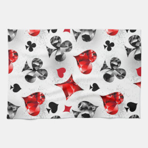 Poker Player Gambler Playing Card Suits Las Vegas Tea Towel