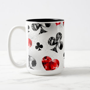 Poker Player Gambler Playing Card Suits Las Vegas Two-Tone Coffee Mug