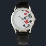 Poker Player Gambler Playing Card Suits Las Vegas Watch<br><div class="desc">Grey,  textured background with polygonal playing cards symbols. Symbols of playing cards,  heart,  diamond,  spade and club.</div>