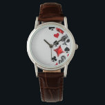 Poker Player Gambler Playing Card Suits Las Vegas Watch<br><div class="desc">Grey,  textured background with polygonal playing cards symbols. Symbols of playing cards,  heart,  diamond,  spade and club.</div>