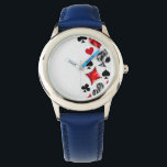 Poker Player Gambler Playing Card Suits Las Vegas Watch<br><div class="desc">Grey,  textured background with polygonal playing cards symbols. Symbols of playing cards,  heart,  diamond,  spade and club.</div>