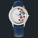 Poker Player Gambler Playing Card Suits Las Vegas Watch<br><div class="desc">Grey,  textured background with polygonal playing cards symbols. Symbols of playing cards,  heart,  diamond,  spade and club.</div>