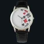 Poker Player Gambler Playing Card Suits Las Vegas Watch<br><div class="desc">Grey,  textured background with polygonal playing cards symbols. Symbols of playing cards,  heart,  diamond,  spade and club.</div>