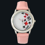 Poker Player Gambler Playing Card Suits Las Vegas Watch<br><div class="desc">Grey,  textured background with polygonal playing cards symbols. Symbols of playing cards,  heart,  diamond,  spade and club.</div>
